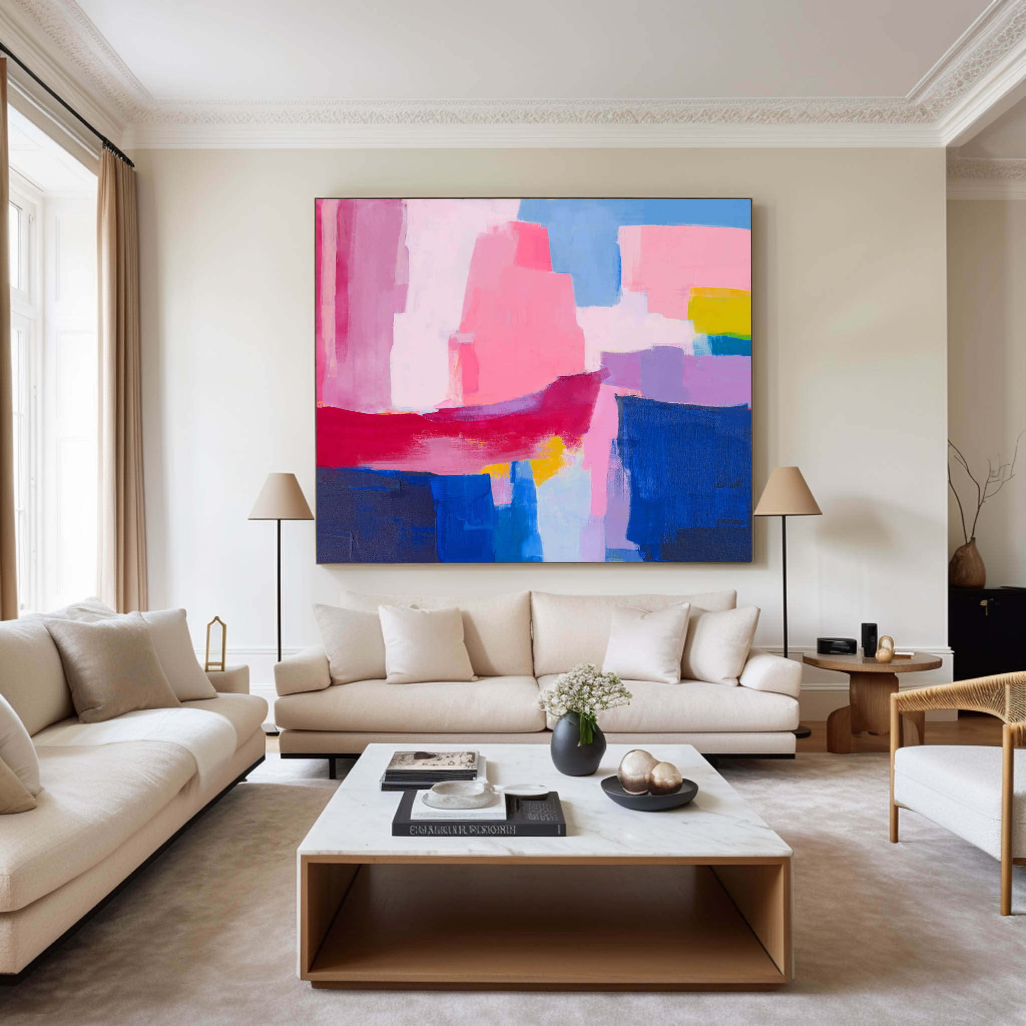 Vibrant Color Block Abstract Canvas Wall Art