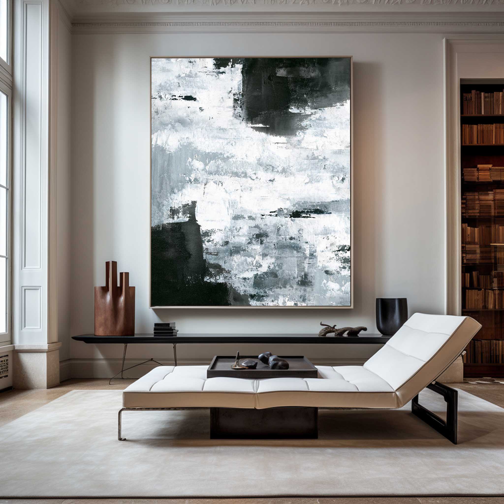 Abstract Black And White Oil Painting ABAV09 - Neutralighting