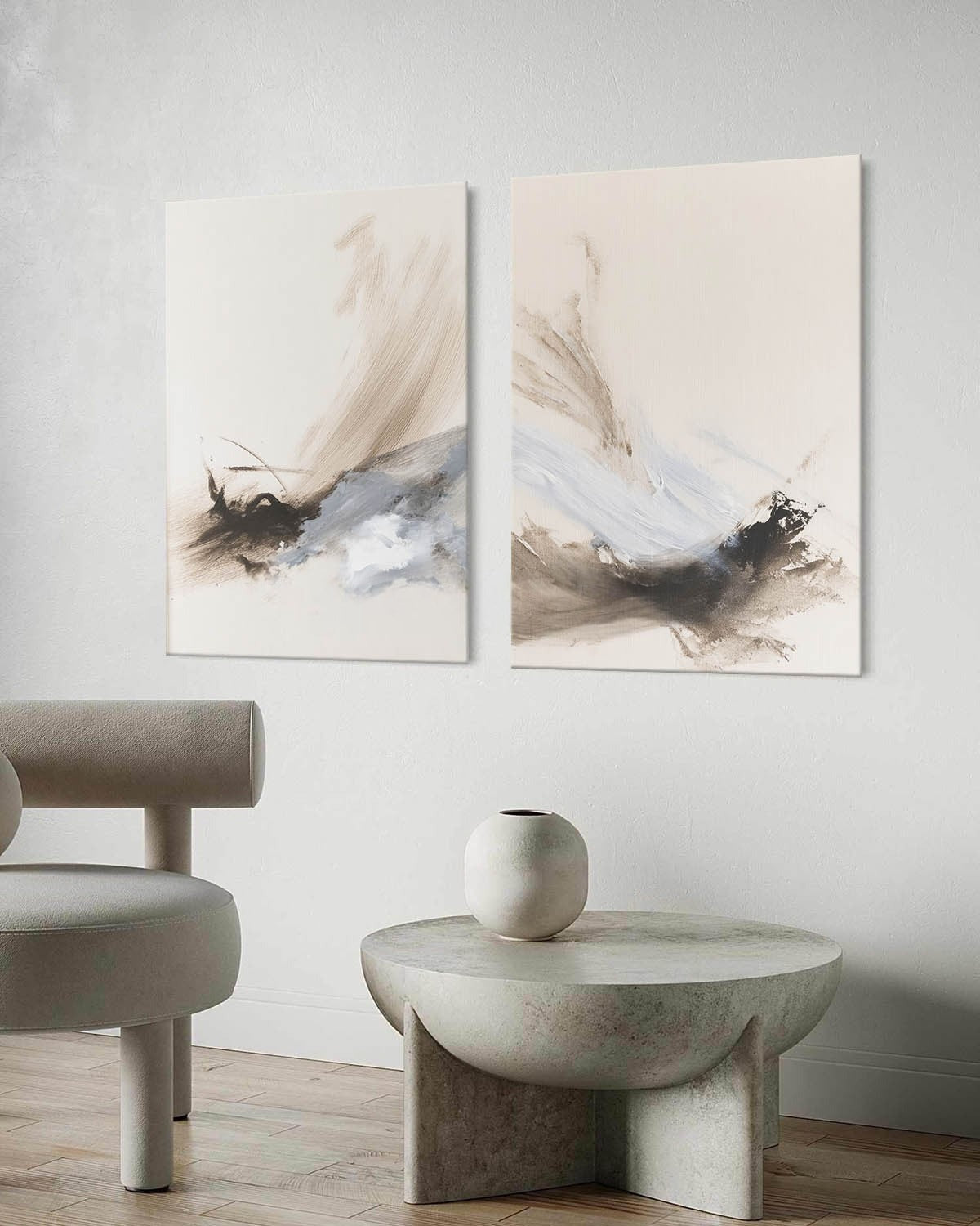 Wabi-Sabi Abstract Diptych Painting