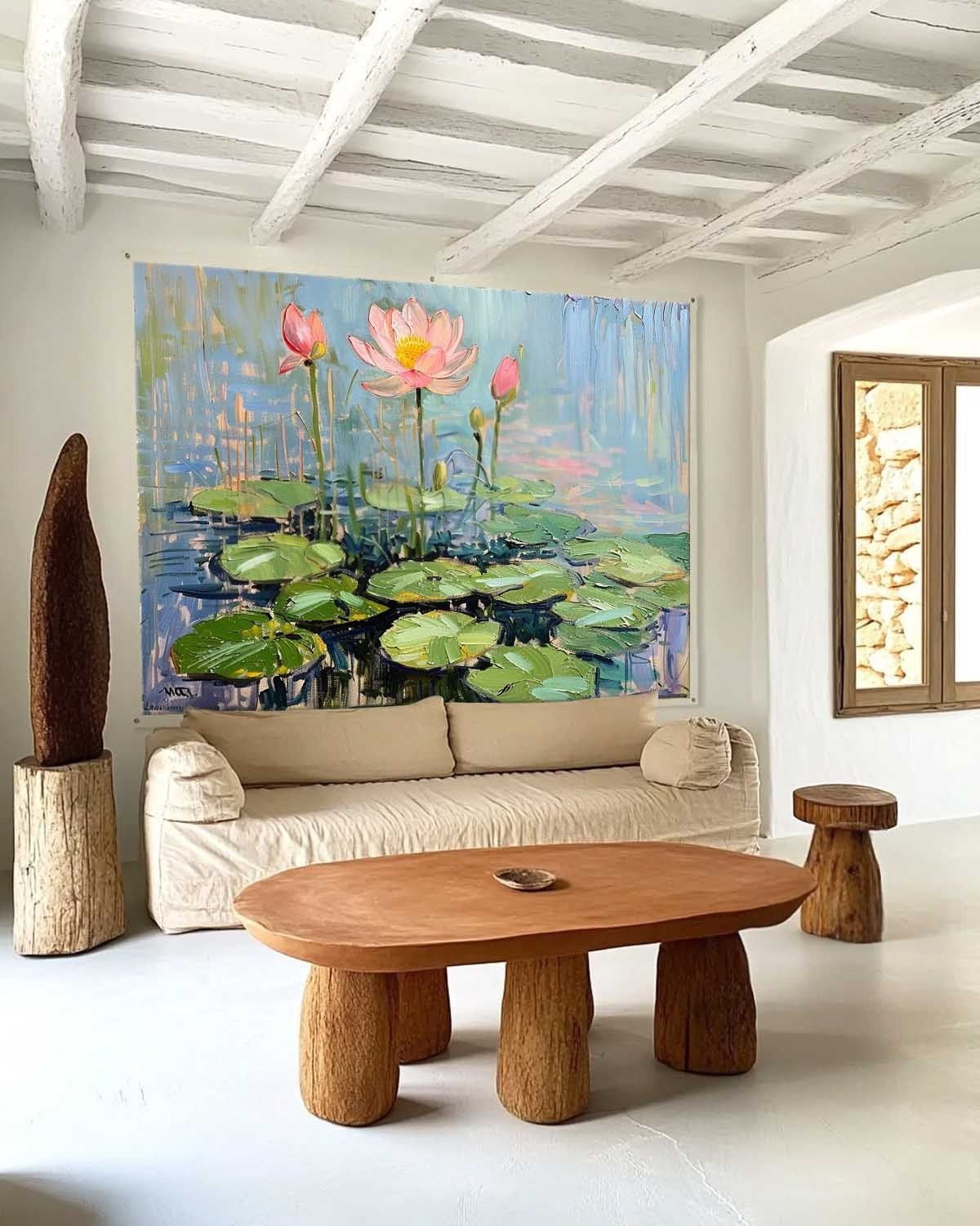 Wall Art Horizontal Blooming Lotus Pond
