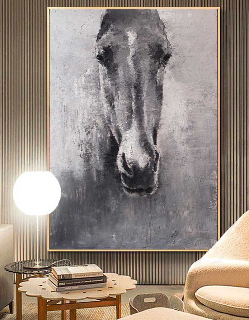 Grey White Abstract Horse Art ANH02 - Neutralighting