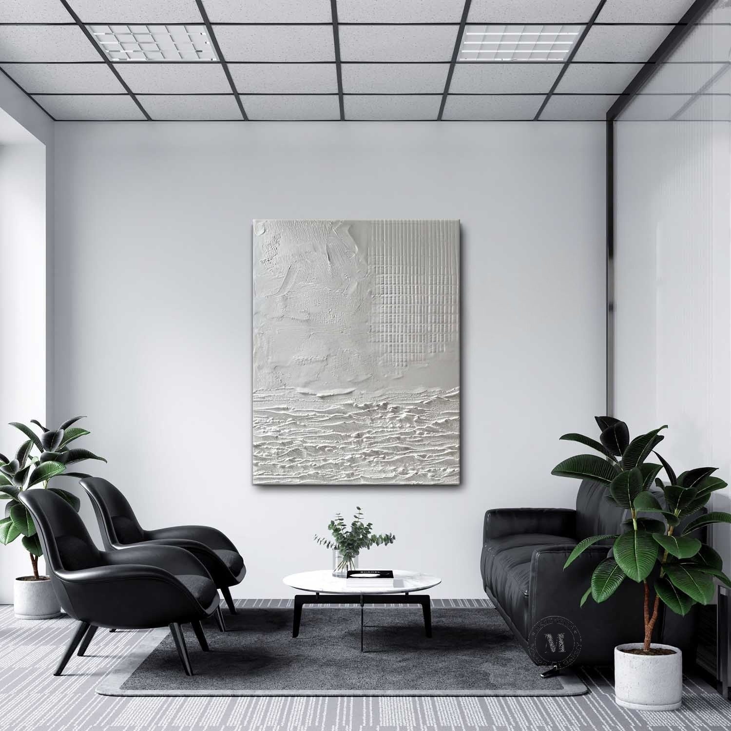 Wall Art Neutral Coastal Grid Painting