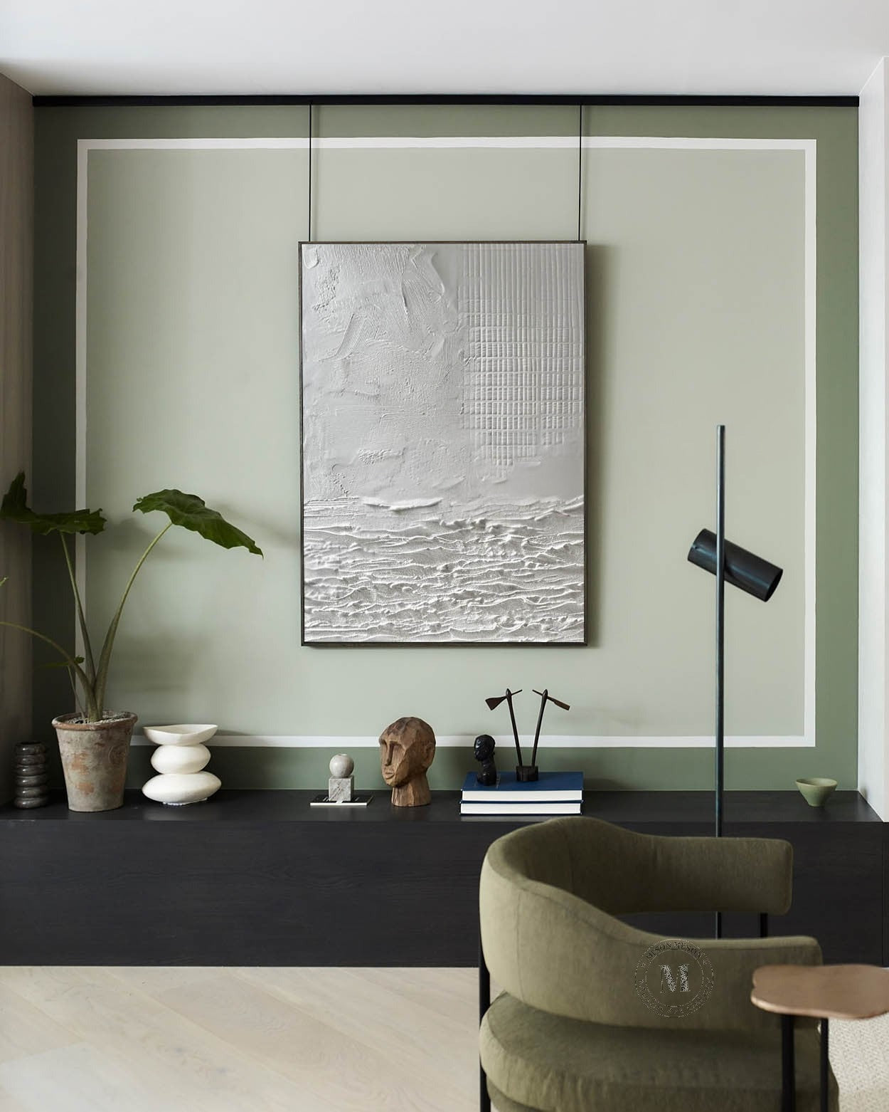 Wall Art Neutral Coastal Grid Painting