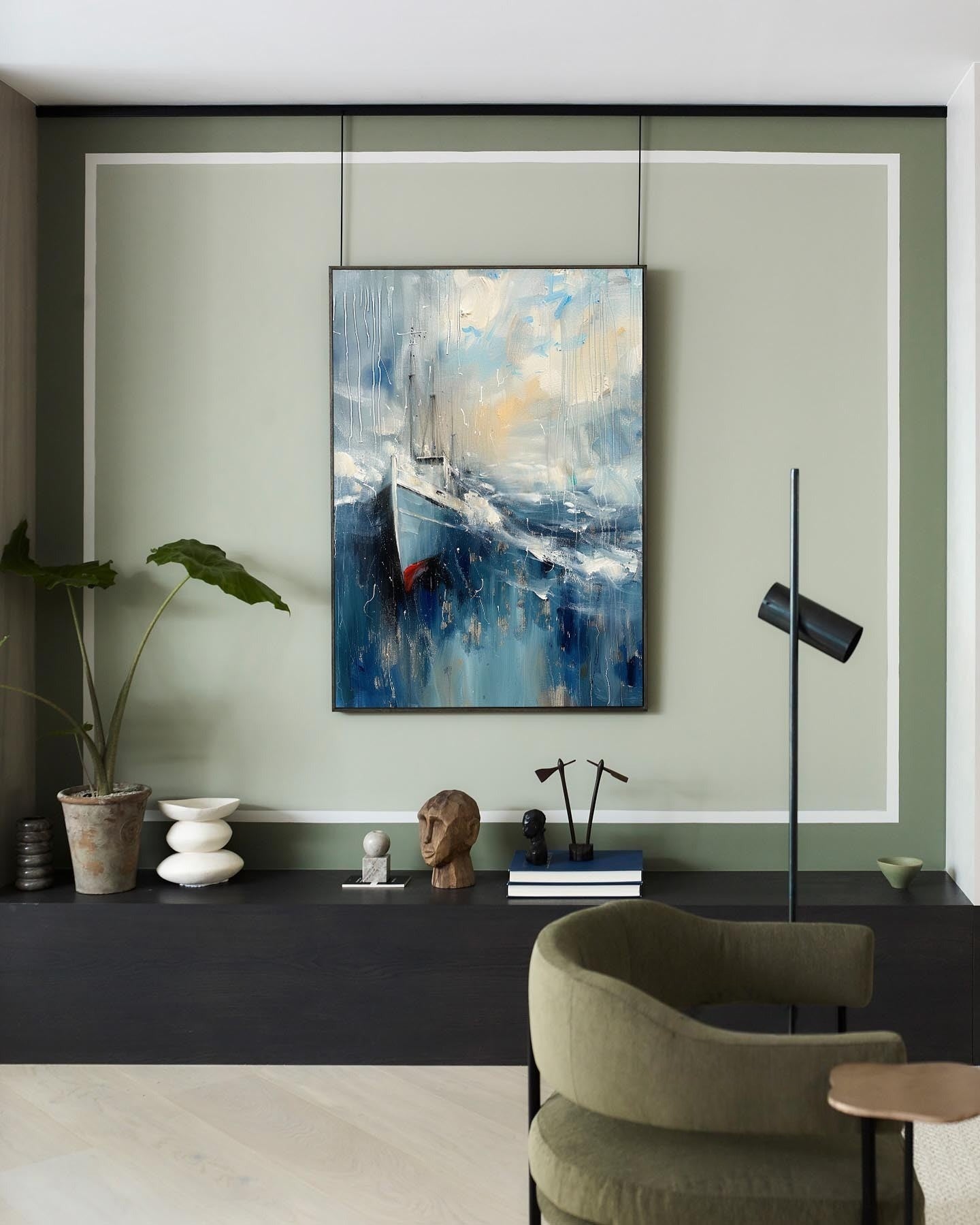 Wall Art Vertical Abstract Sailing Boat