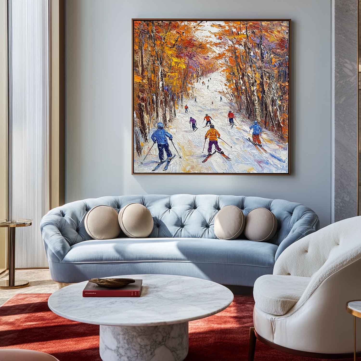 Joren Skiing Autumn Scene Canvas Wall Art