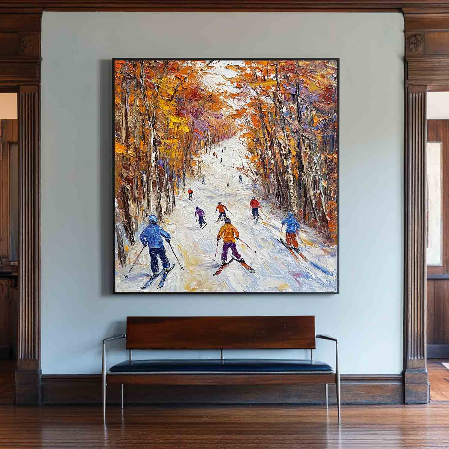 Joren Skiing Autumn Scene Canvas Wall Art
