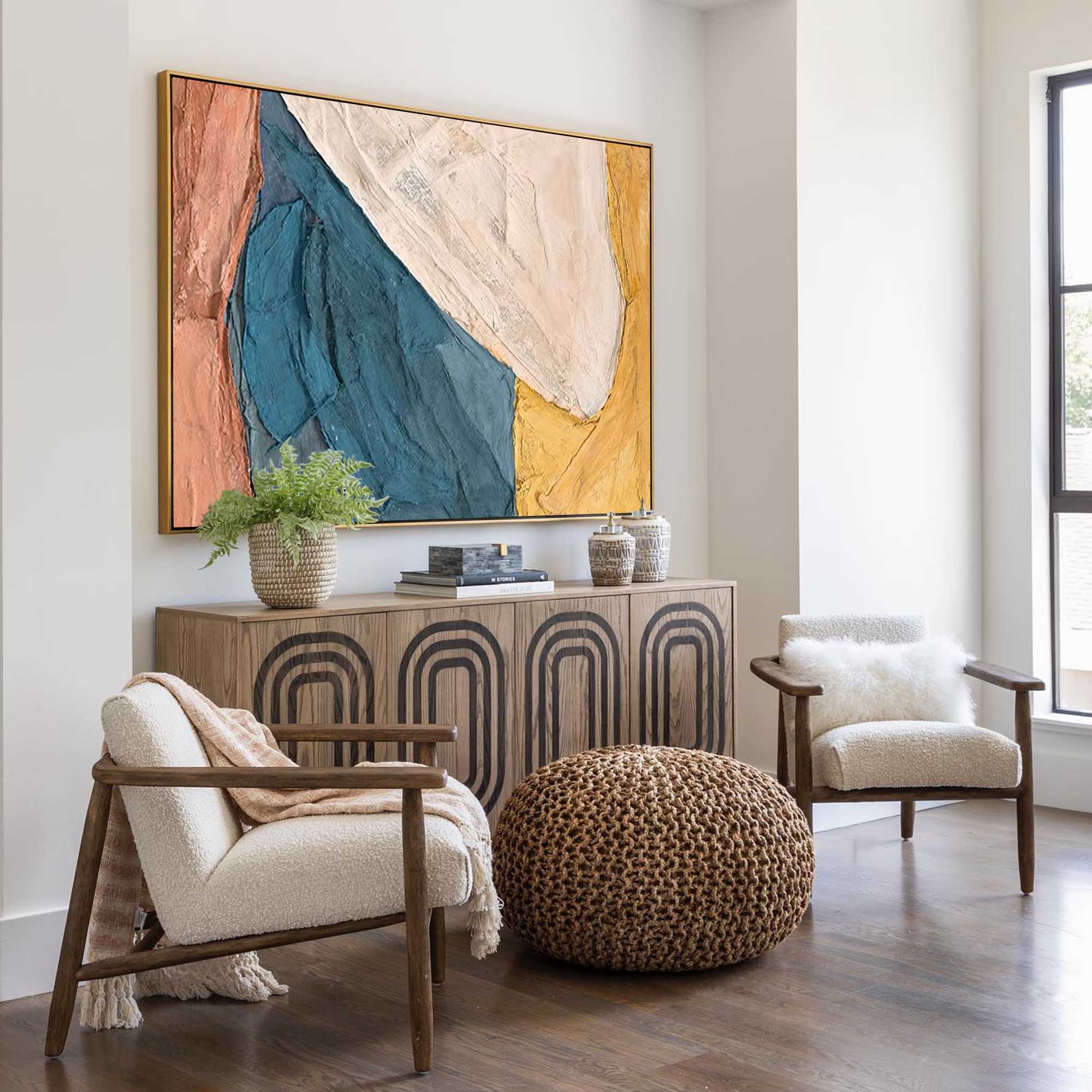 Modern Color Block Abstract Canvas Wall Art