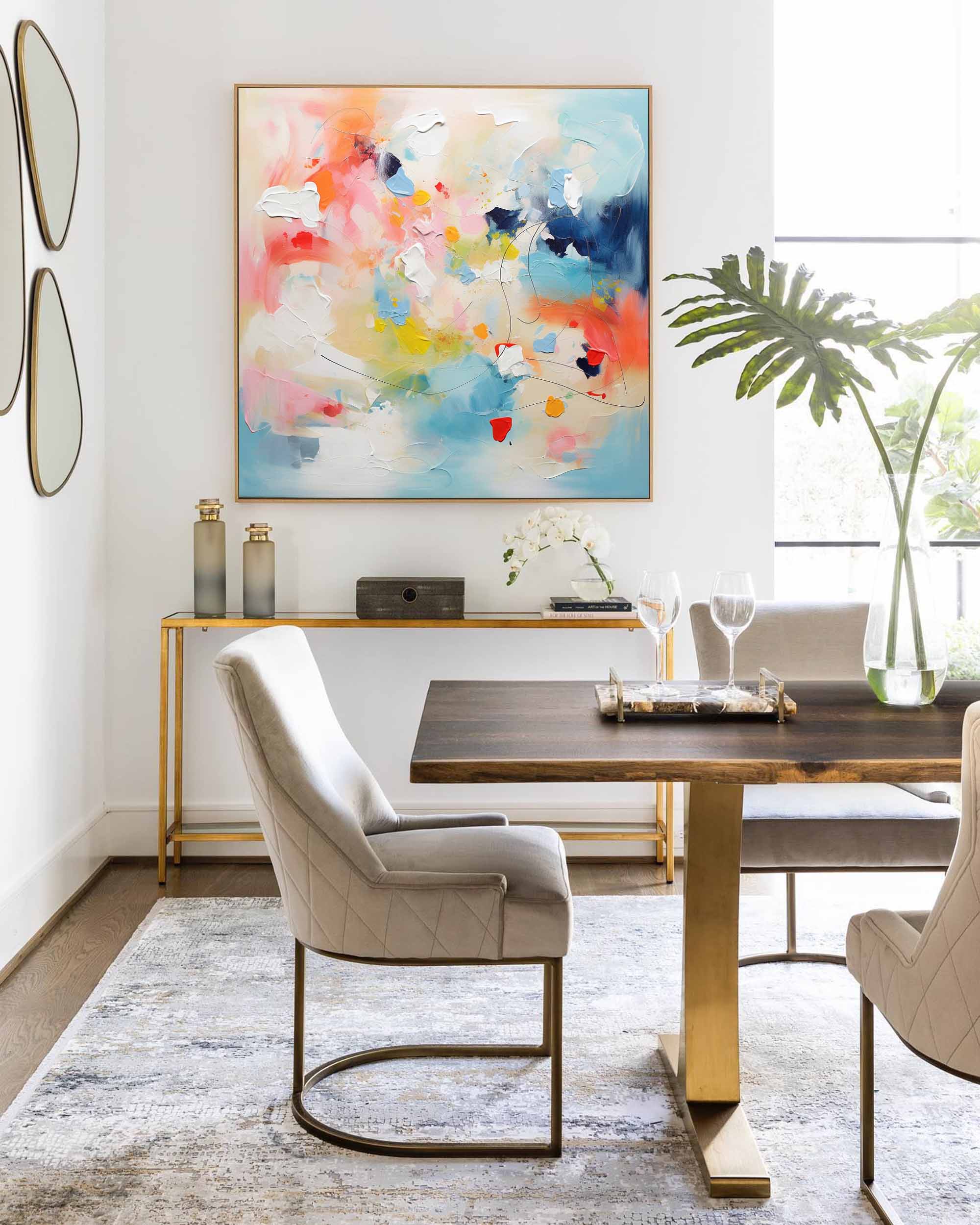 Colorful Pastel Abstract Impasto Canvas Painting