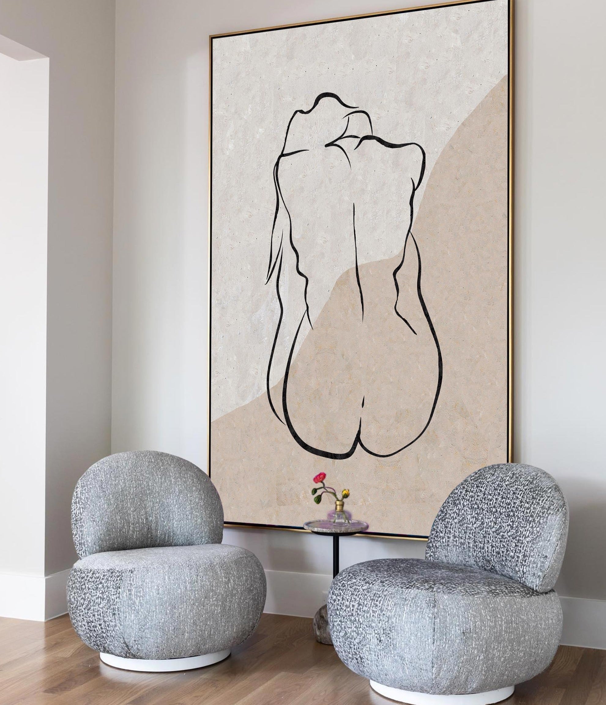 Beige Minimalist Abstract Painting ABAV202 - Neutralighting