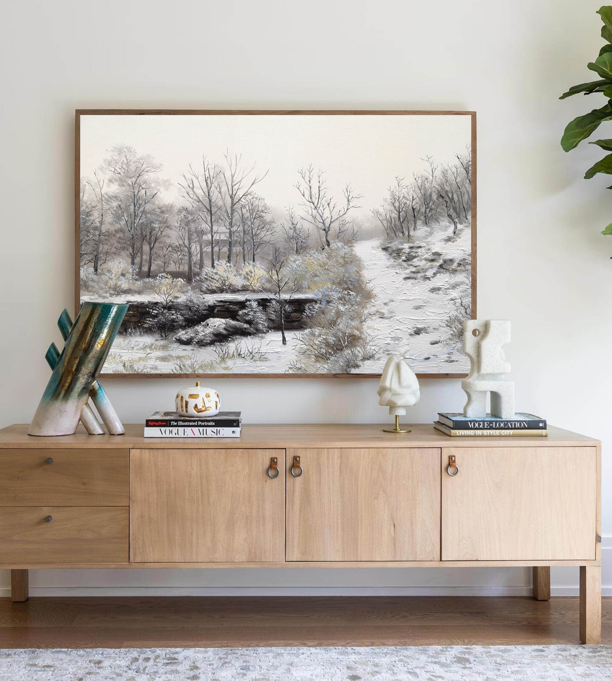 Frosty Winter Scenery Muted‑Tone Serene Nature Wall Decoration