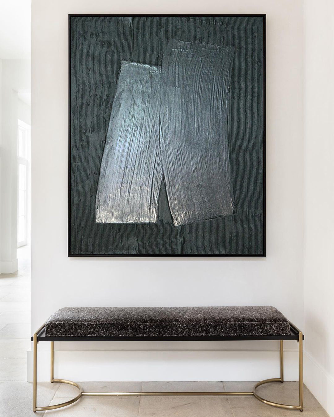 Wall Art Black Grey Geometric Rectangles Abstract Minimalist Texture Living Room | Neutralighting