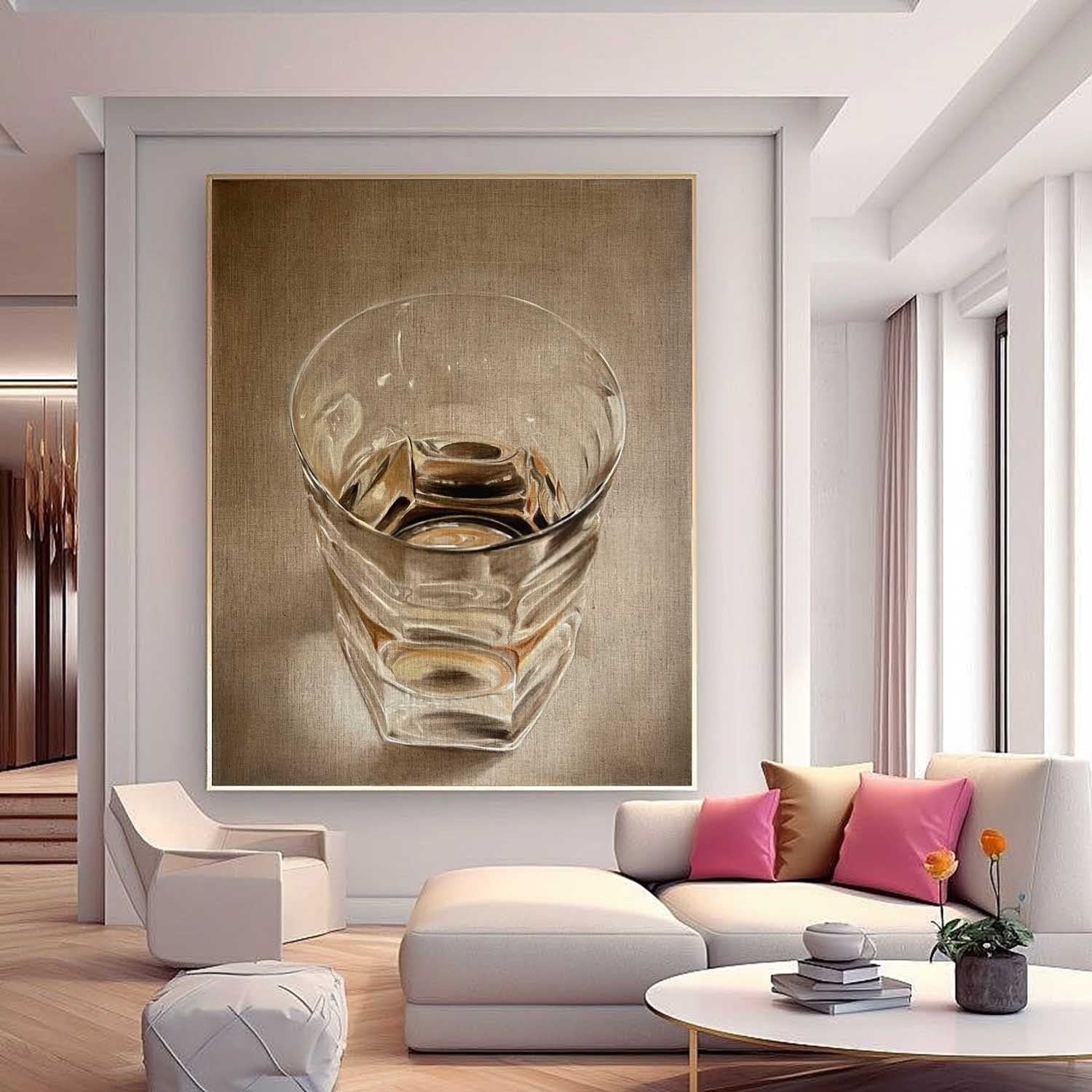 Wall Art Realistic Whiskey Glass Hyperrealism