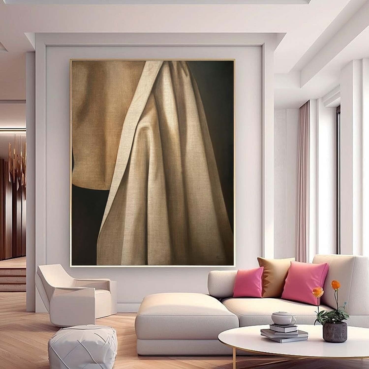 Wall Art Elegant Textured Linen Drape