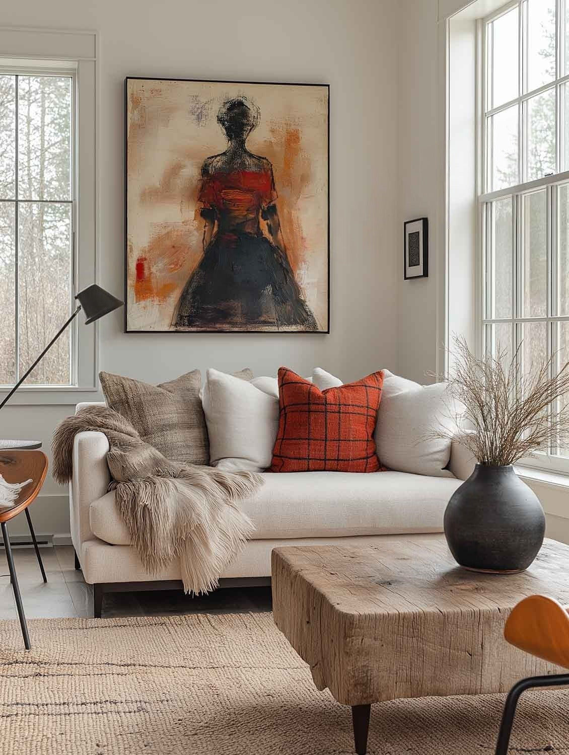 Wall Art Abstract Female Figure Red