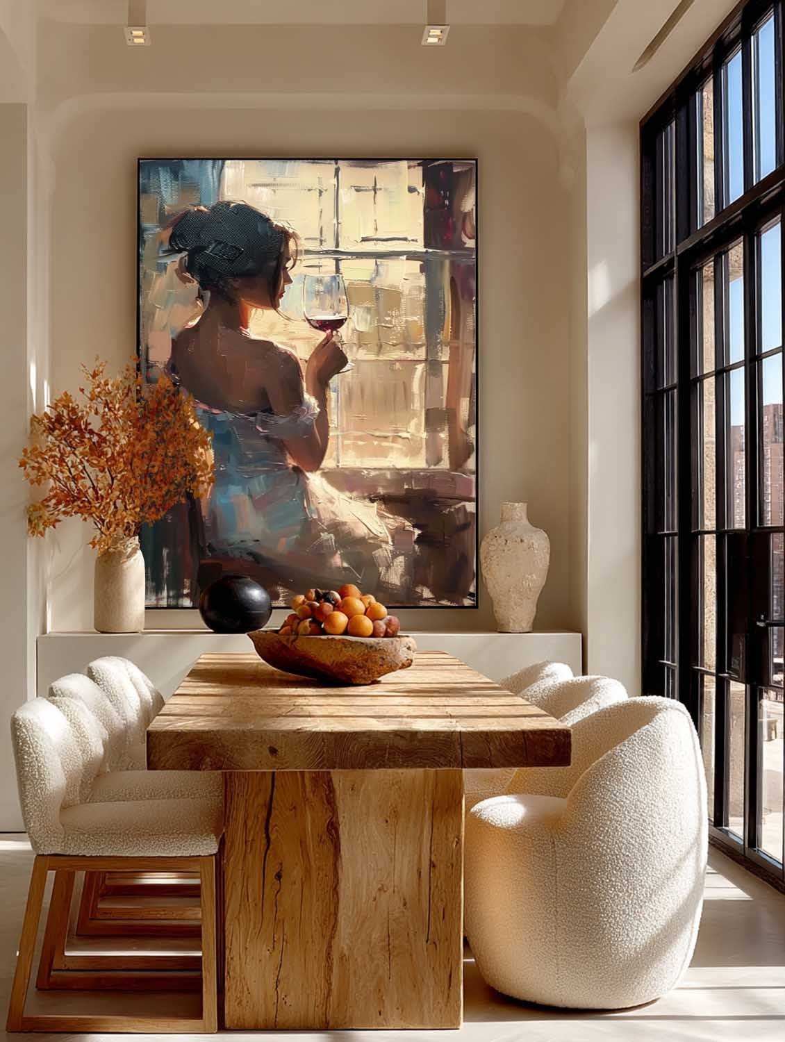 Wall Art Vertical Impressionist Figure Painting Warm