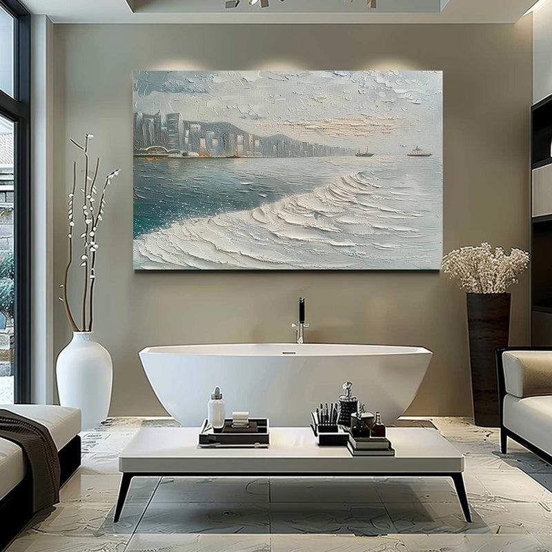 Wall Art Impressionist Coastal Harbor Skyline
