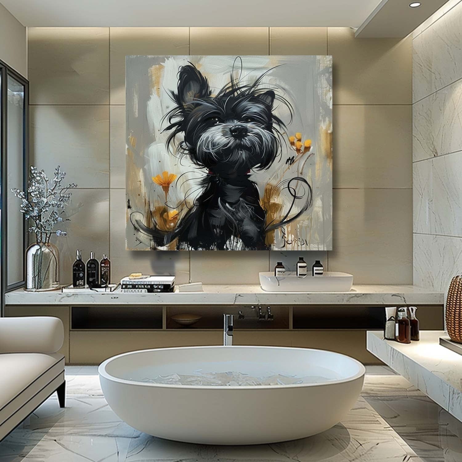 Wall Art Textured Black Terrier