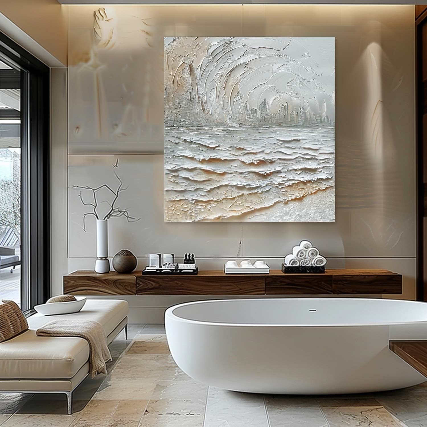 Wall Art Impasto Coastal Cityscape