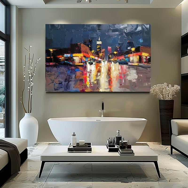 Wall Art Rainy Urban Street Scene Modern