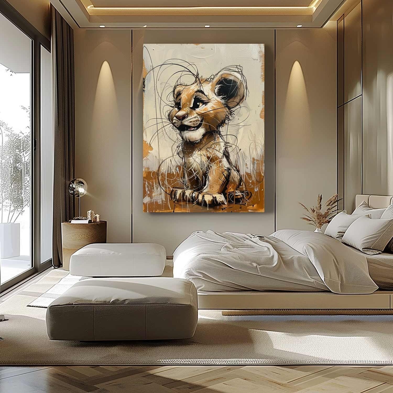 Wall Art Textured Playful Lion Cub