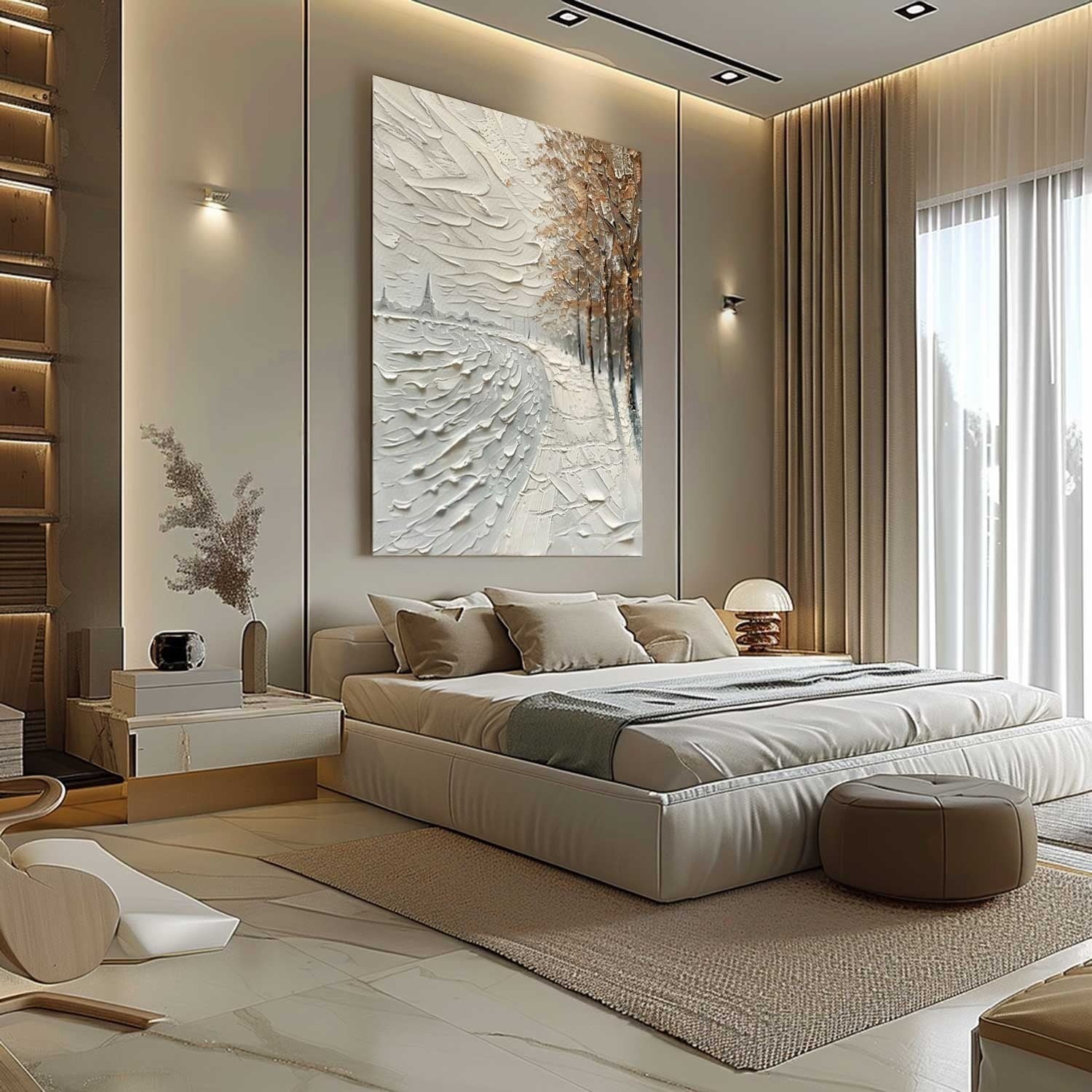Wall Art Impasto Winter Riverside Path