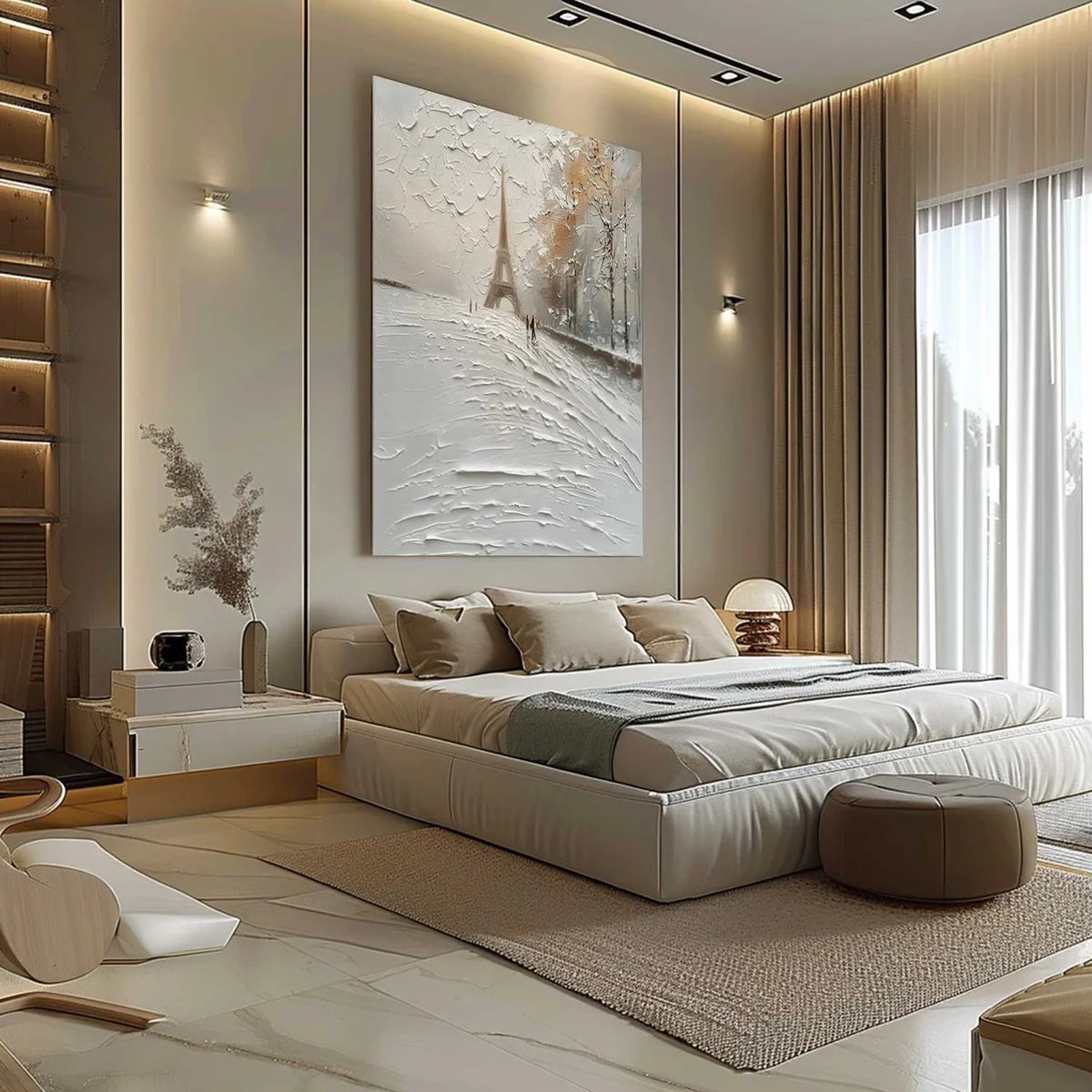 Wall Art Impasto Paris Winter Painting