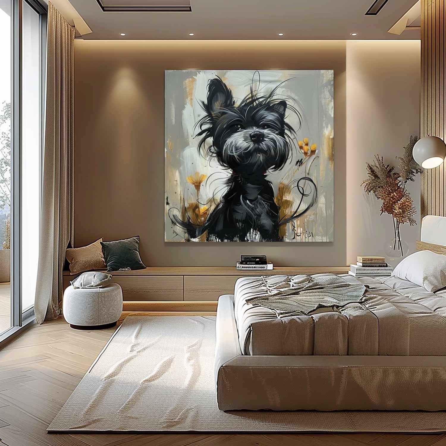 Wall Art Textured Black Terrier