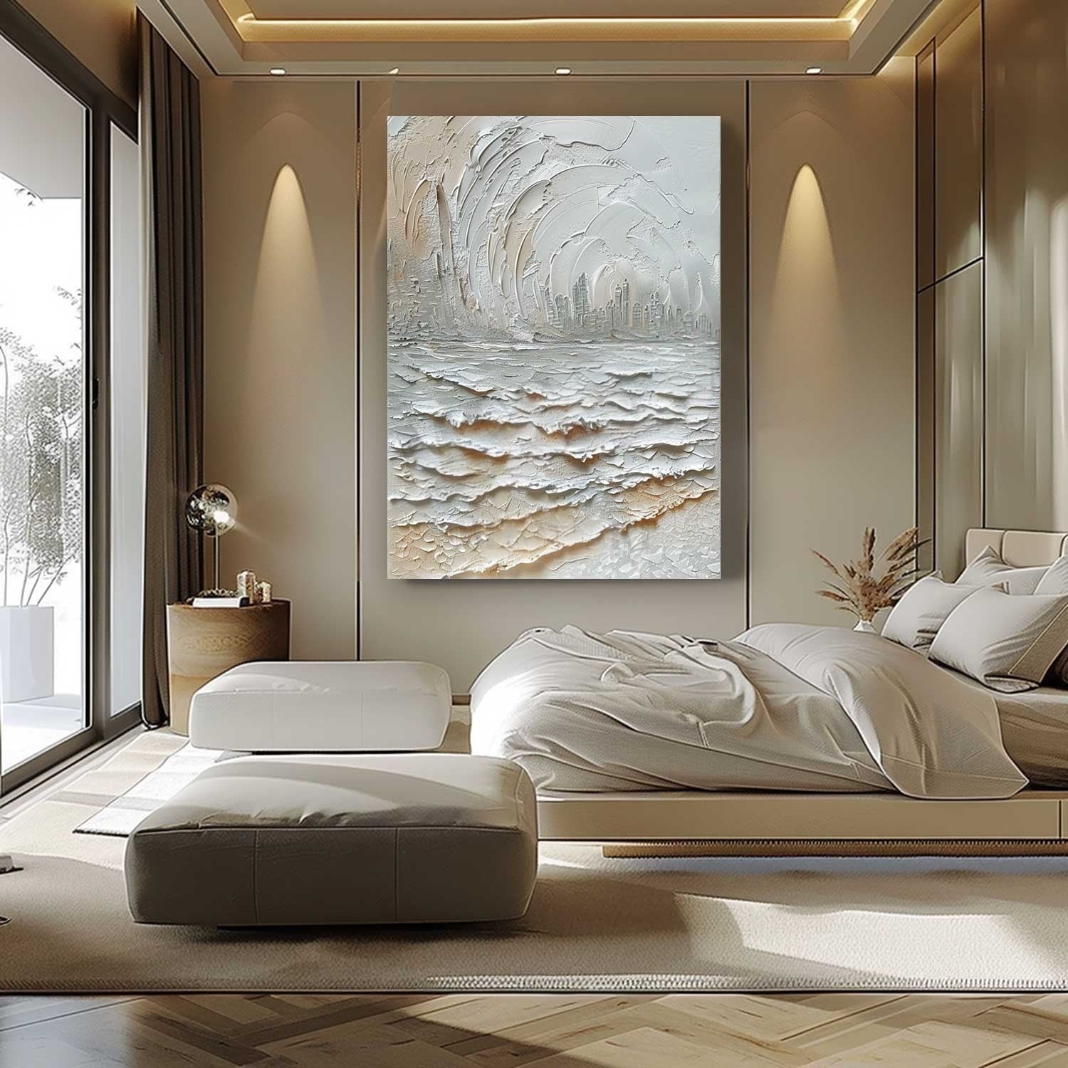 Wall Art Impasto Coastal Cityscape