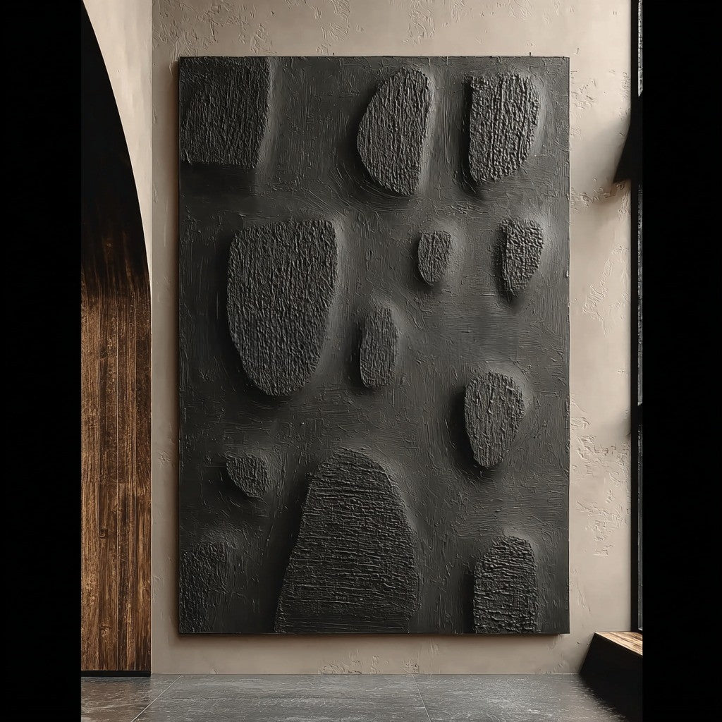 Black Minimalist Organic Texture Painting