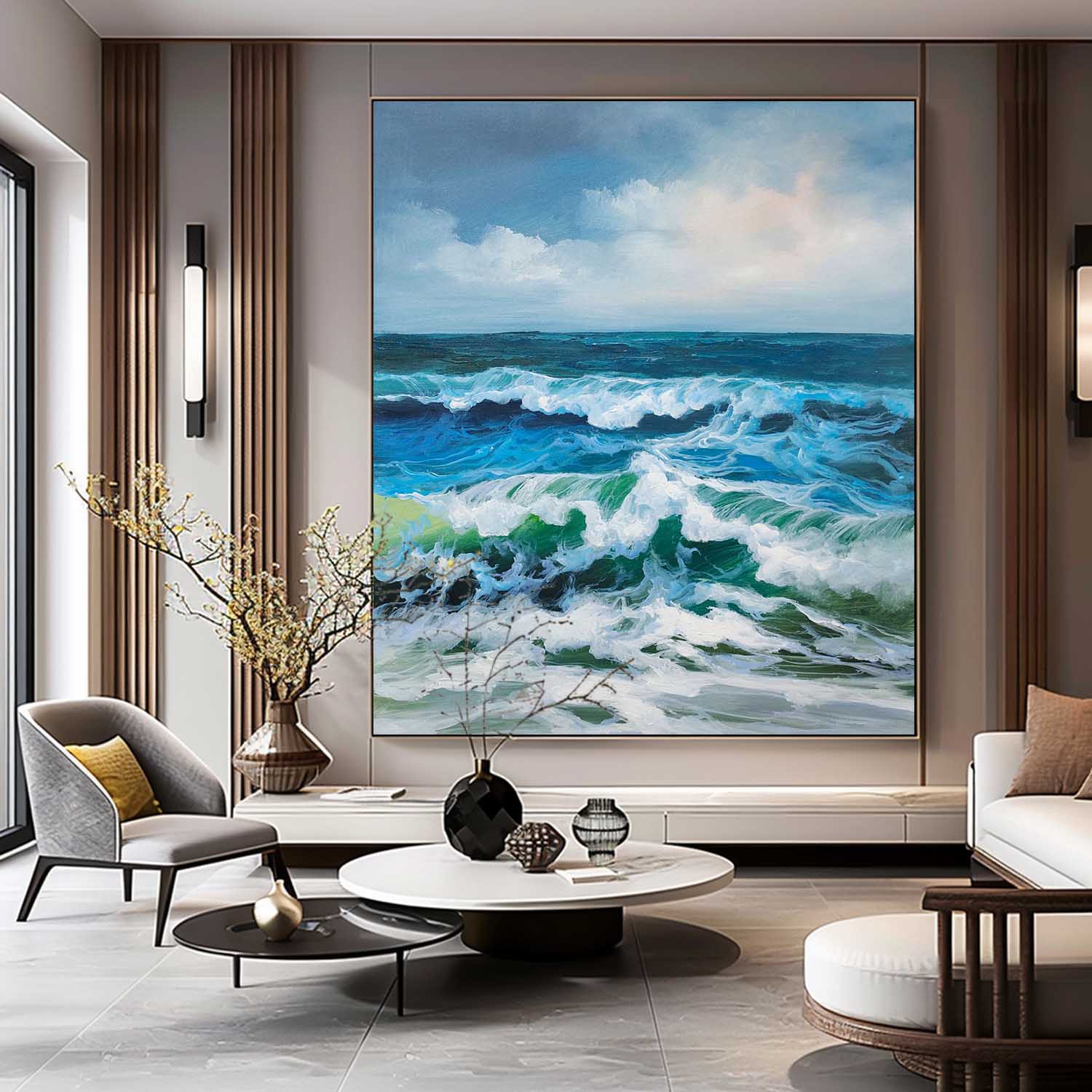 Wall Art Crashing Ocean Waves Foam Seascape