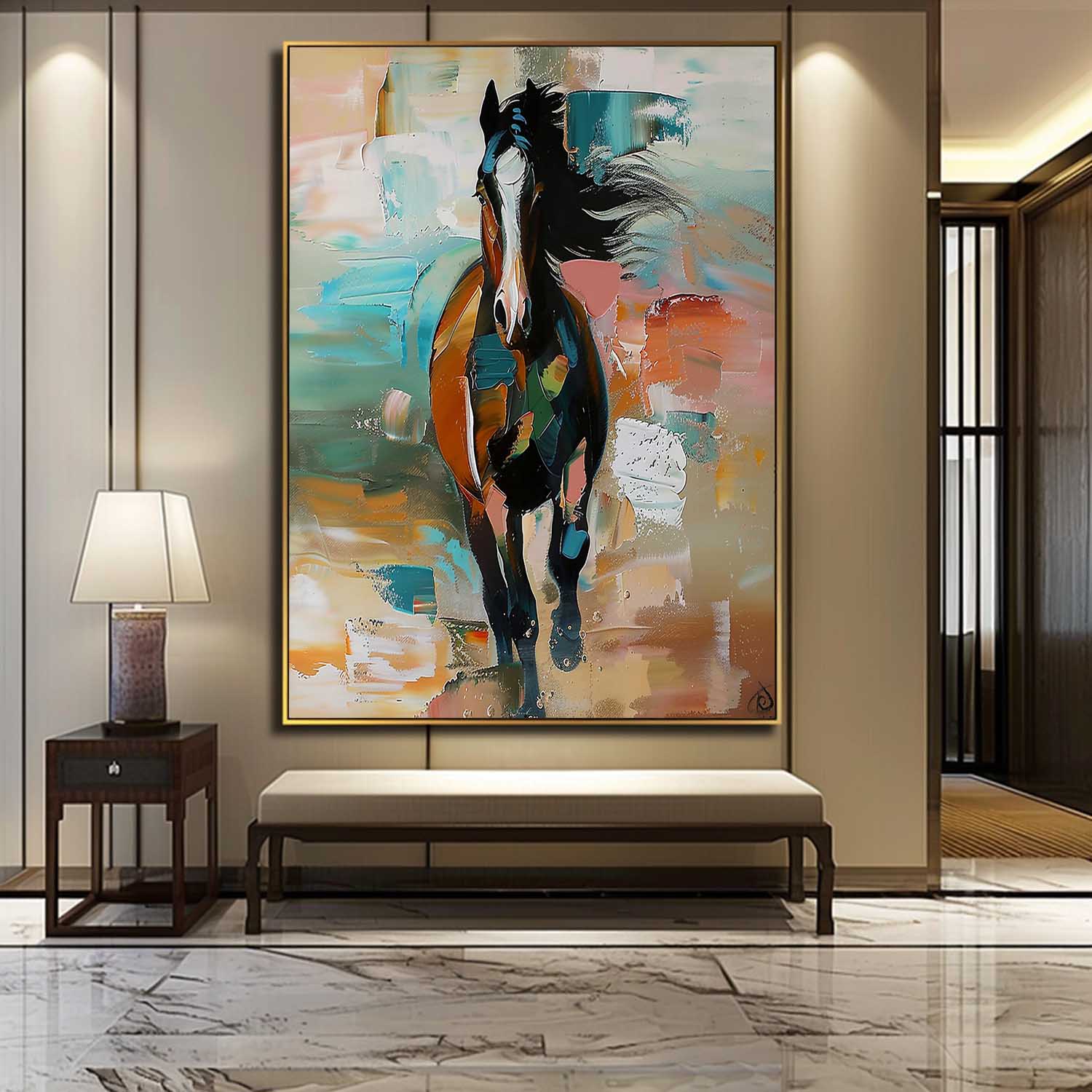 Wall Art Colorful Running Horse Palette