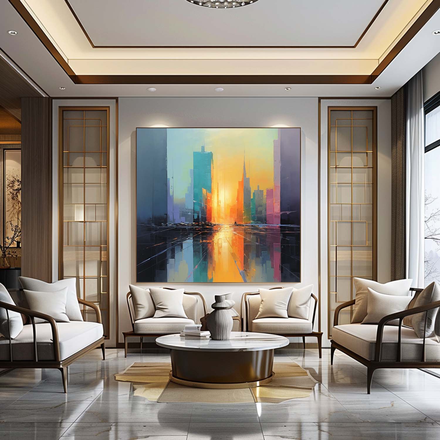 Wall Art Colorful Geometric Japandi Aesthetic Linen