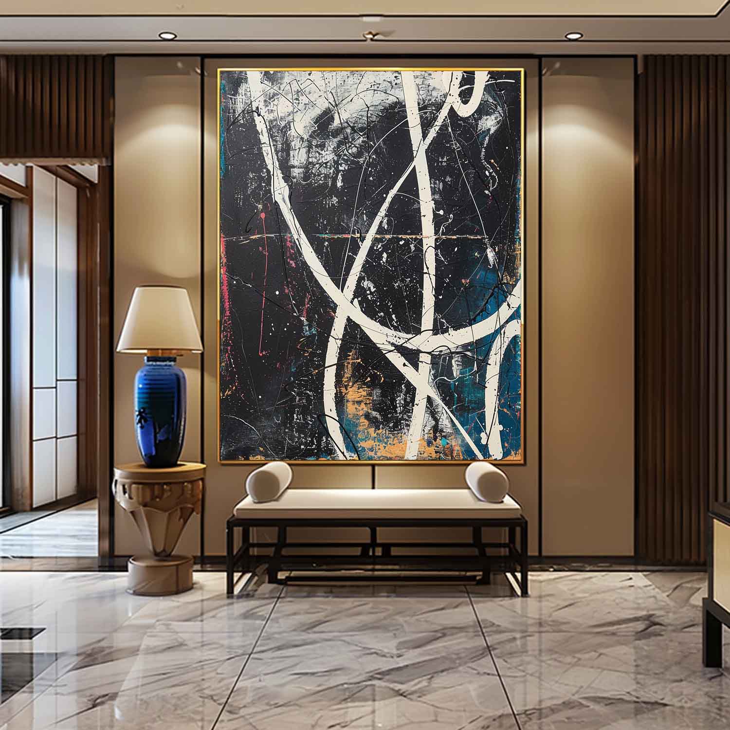 Wall Art Vertical Abstract Expressionist Line
