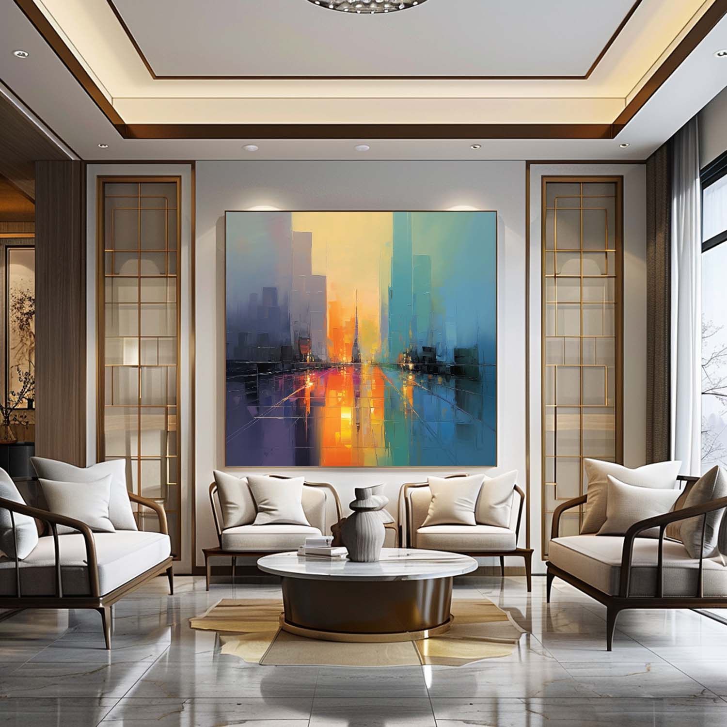 Wall Art Colorful Abstract Skyline Vibrant