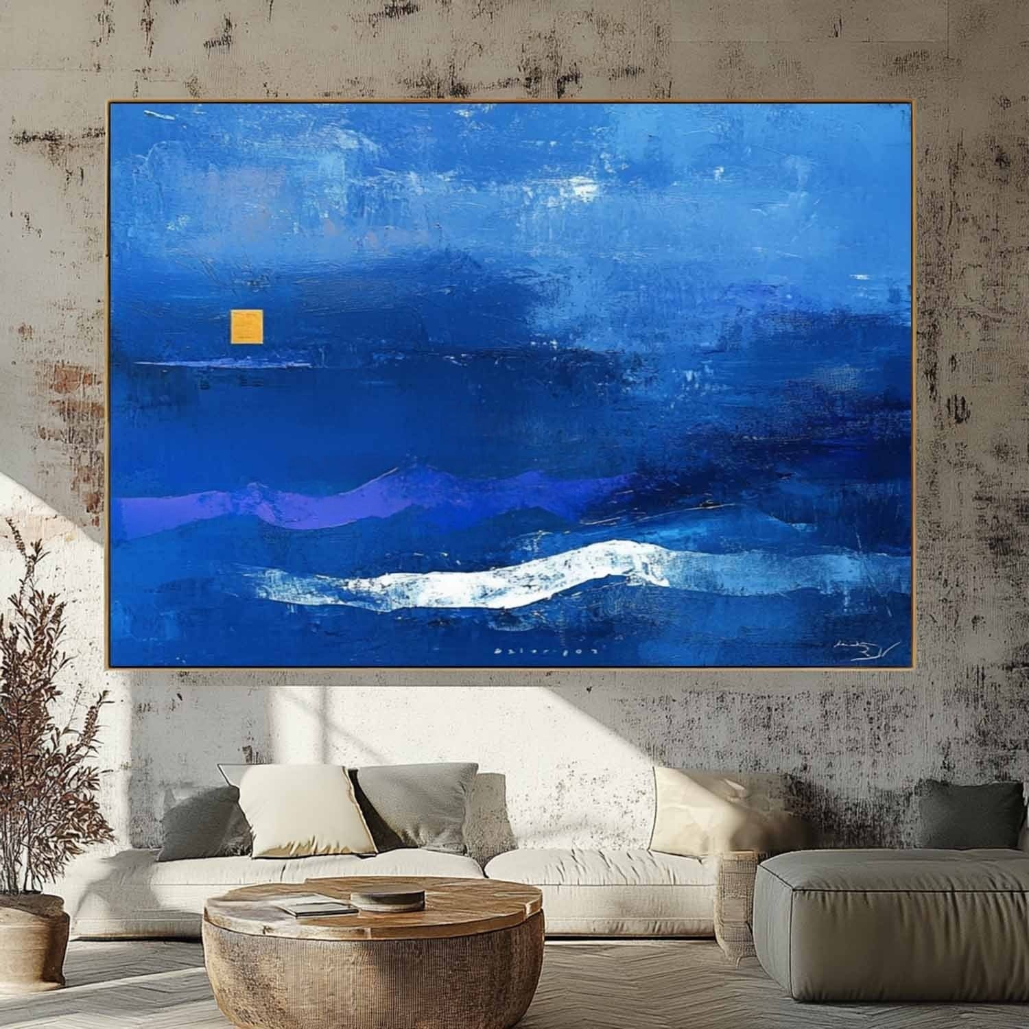 Wall Art Tranquil Textured Blue Mountain