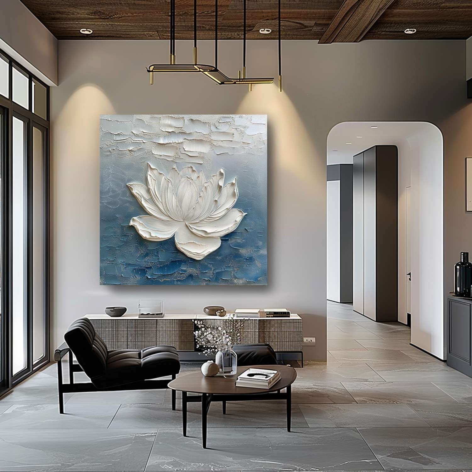 Wall Art 3D Lotus Flower Oil Painting