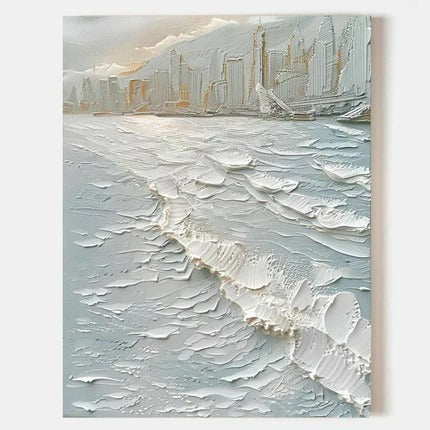 Wall Art Impasto Cityscape Coastal Skyline