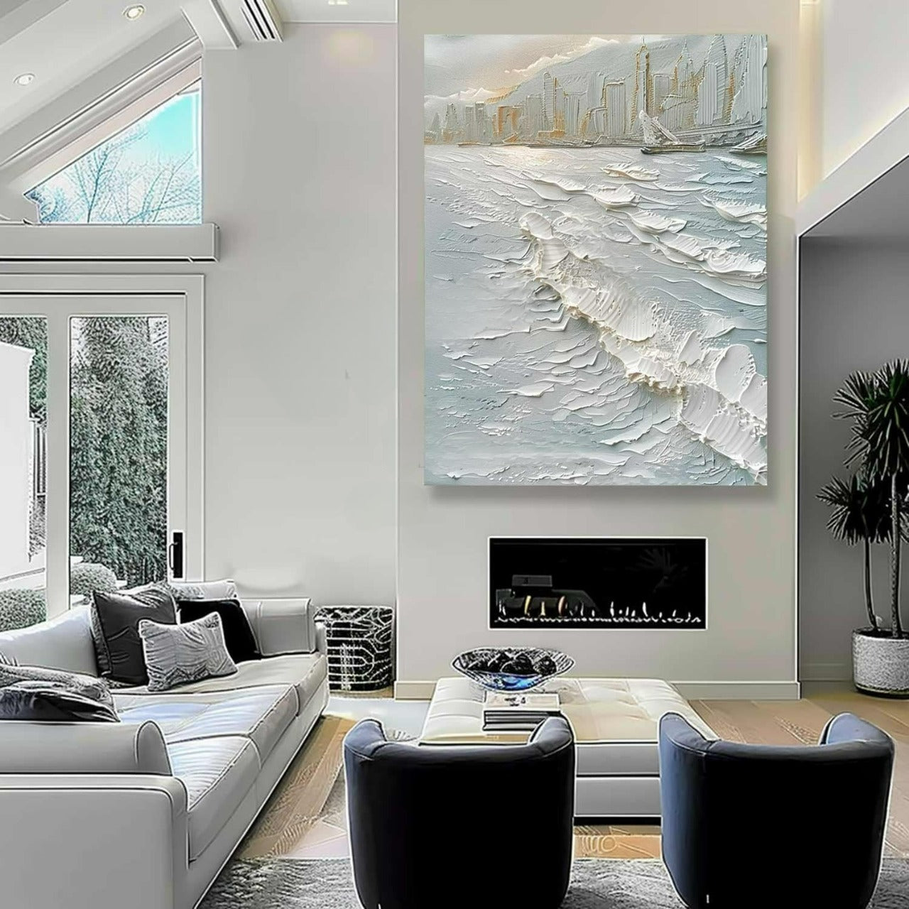 Wall Art Impasto Cityscape Coastal Skyline