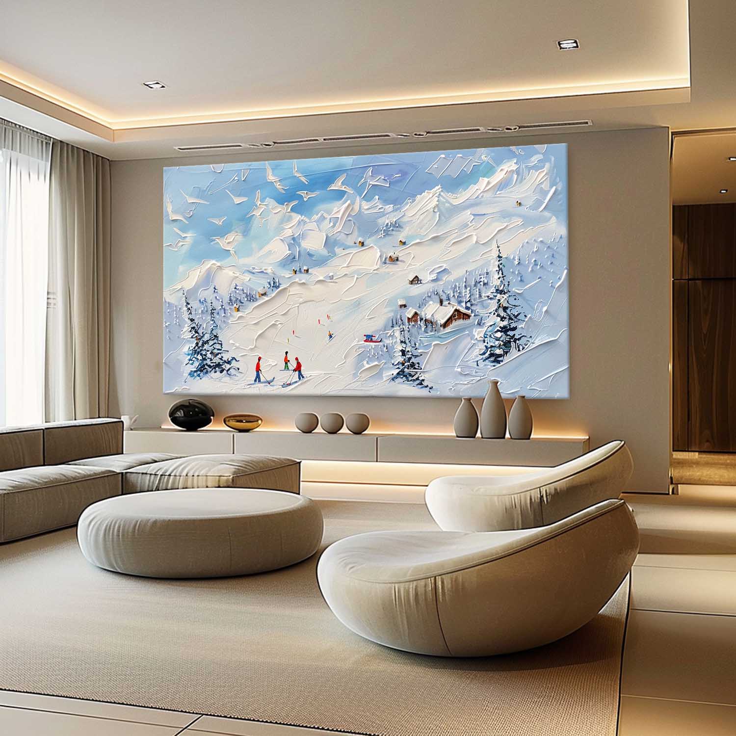 Wall Art Panoramic Impressionist Ski Resort