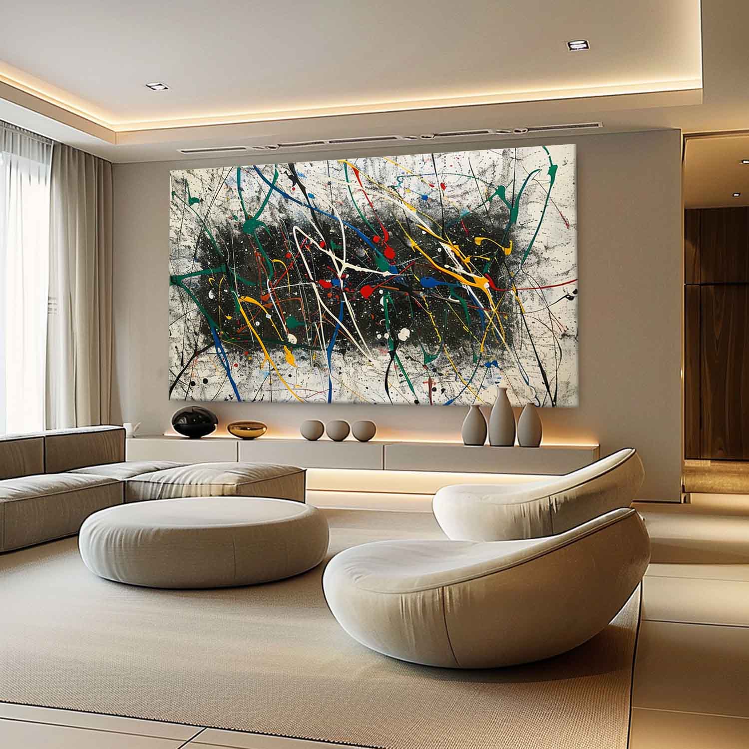 Wall Art Energetic Abstract Expressionist Dynamic Splatter