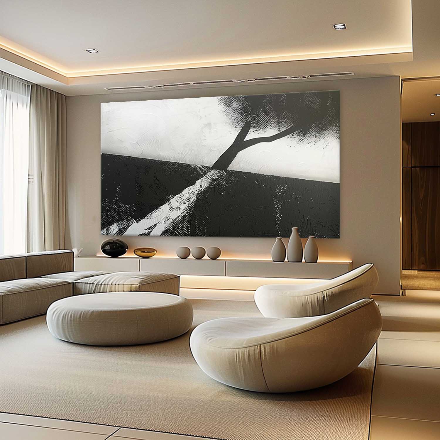 Wall Art Rectangle Abstract Landscape Monochrome