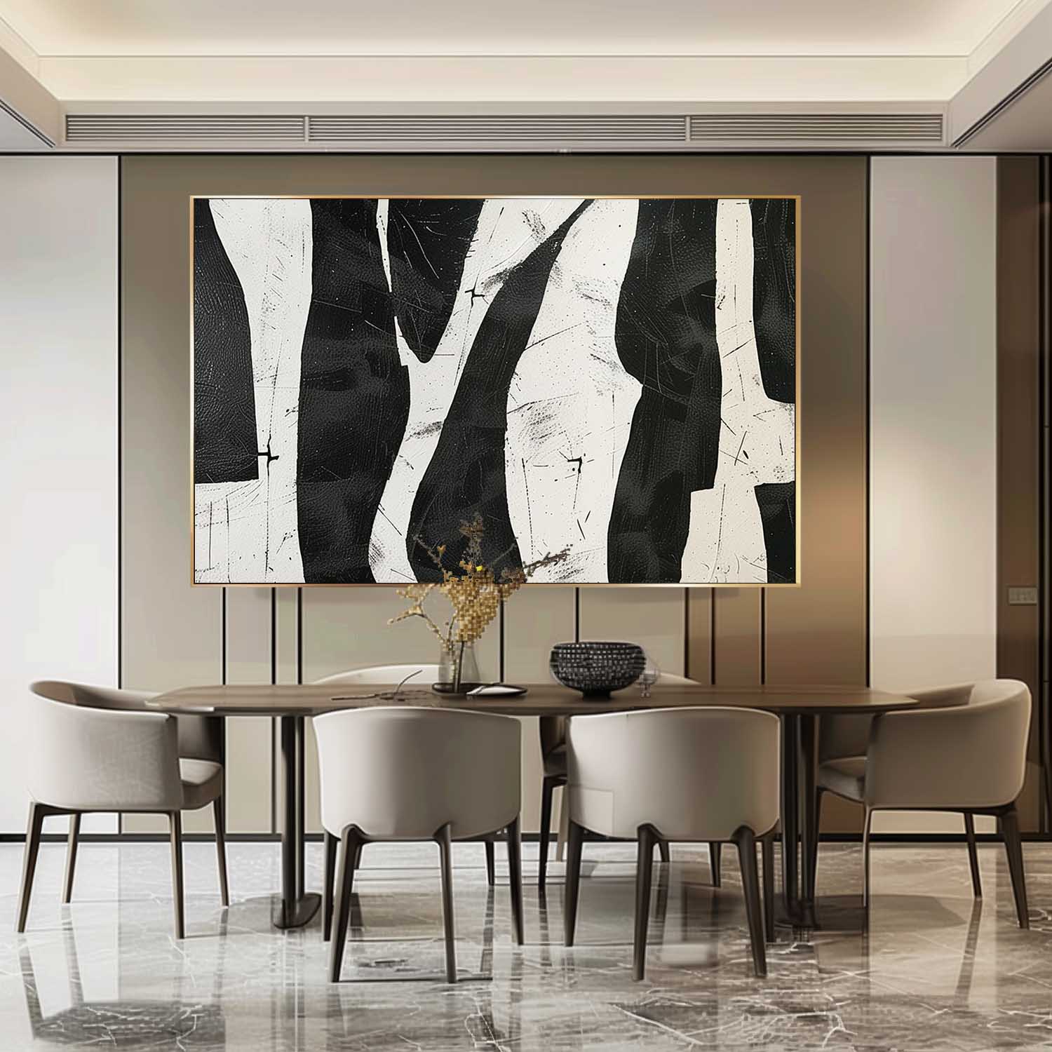 Wall Art Abstract Shape Flow Monochrome Elegant