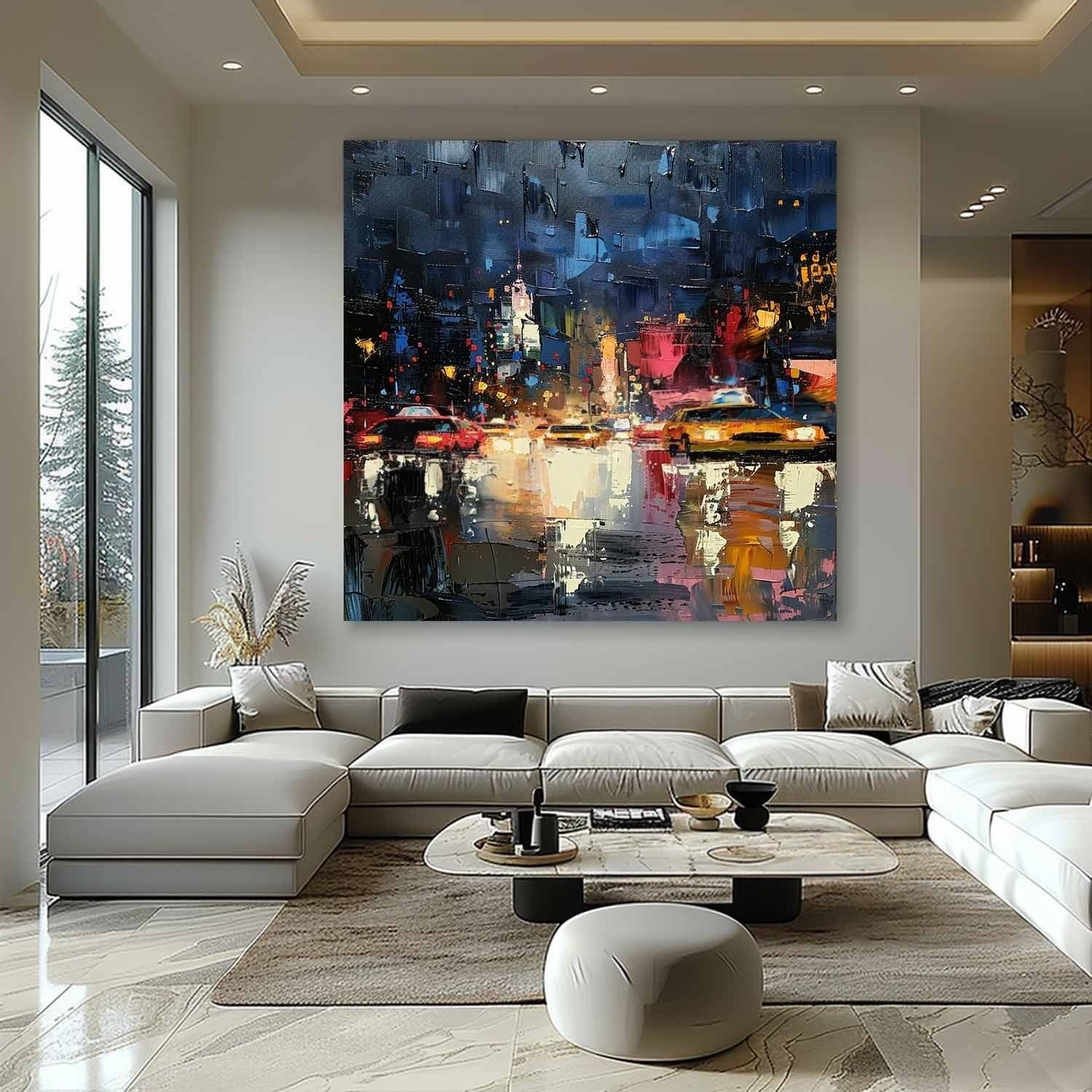 Wall Art Impressionist Textured Urban Nightscape