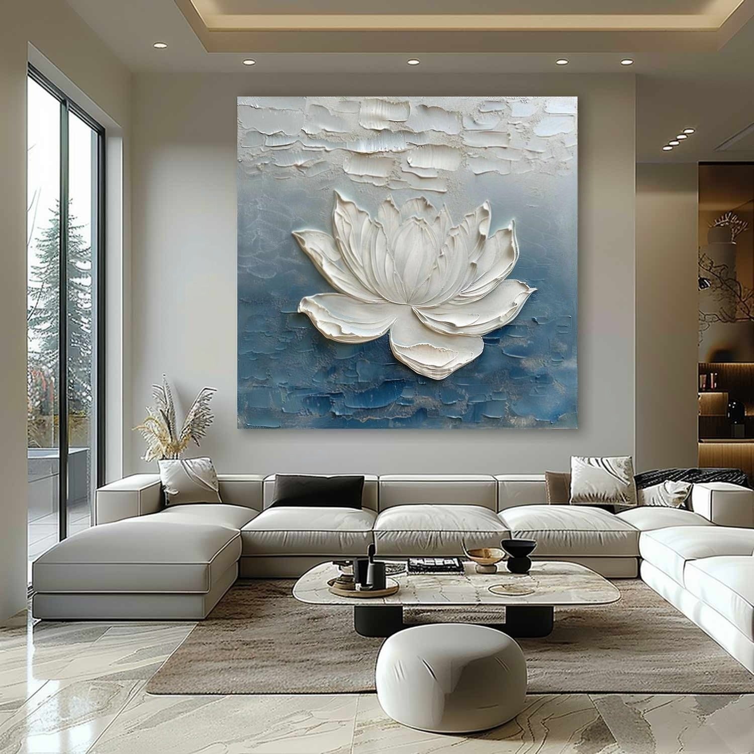 Wall Art 3D Lotus Flower Oil Painting