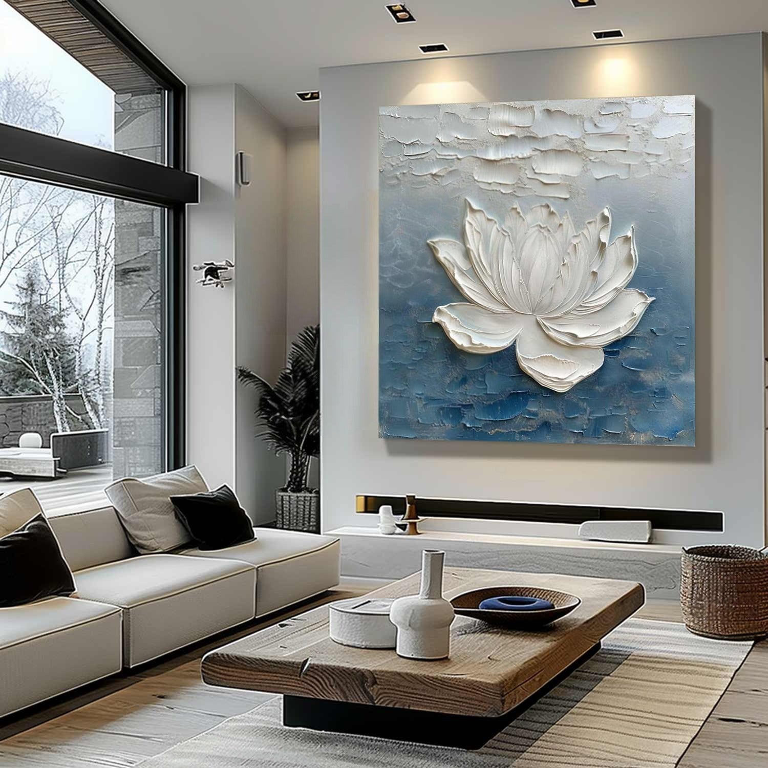 Wall Art 3D Lotus Flower Oil Painting