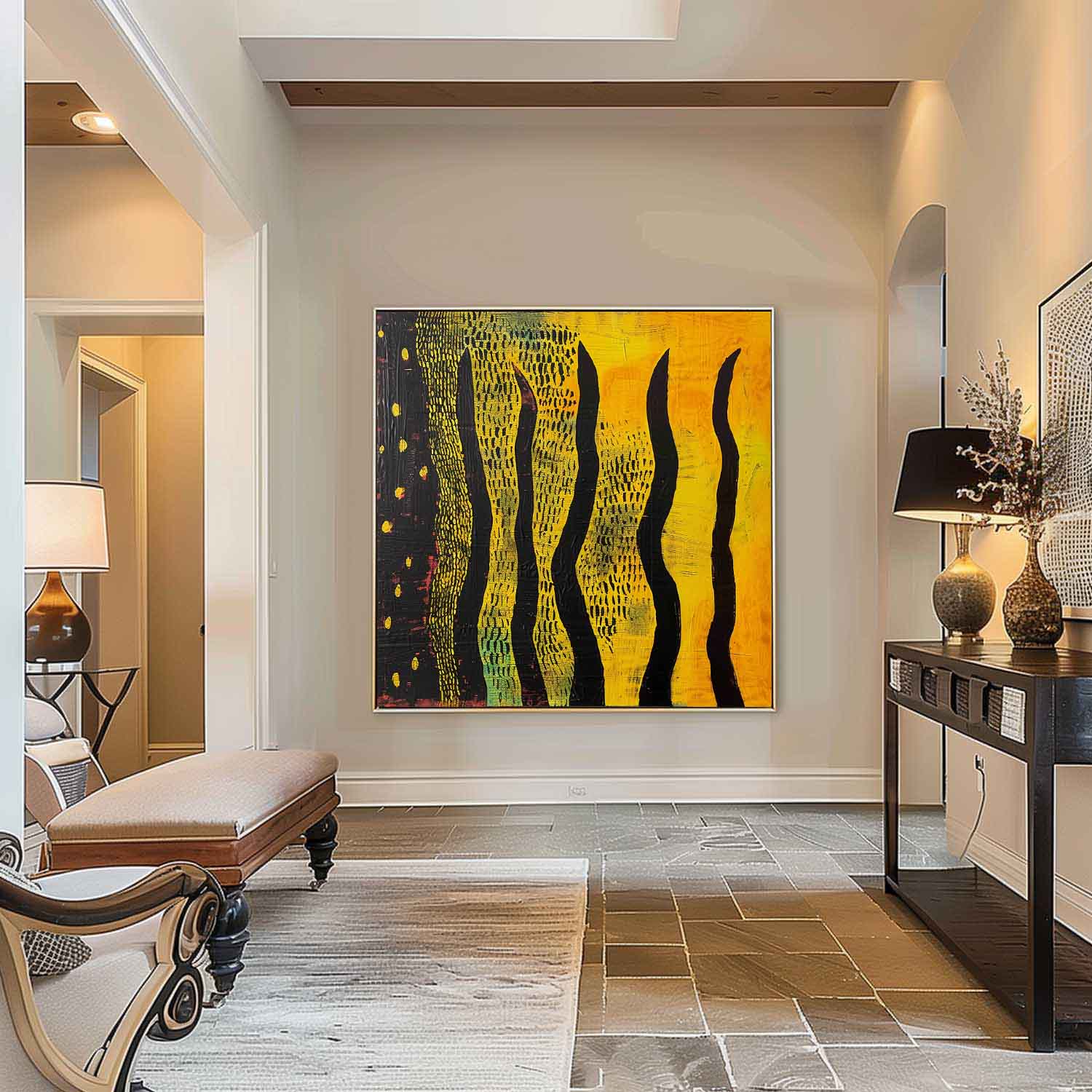 Wall Art Wabi-Sabi Wavy Black Vertical Forms
