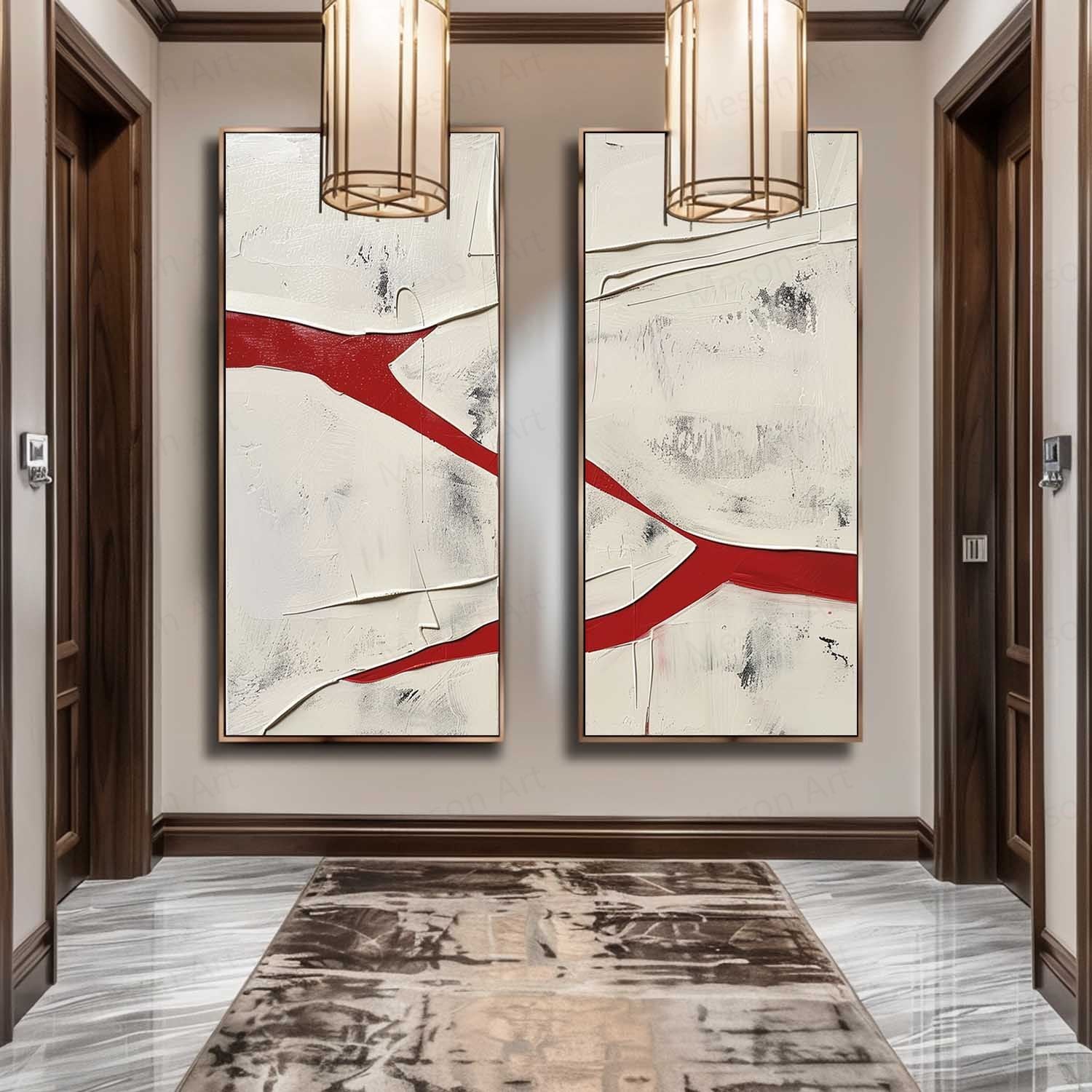 Wall Art Vertical Set Abstract Textured