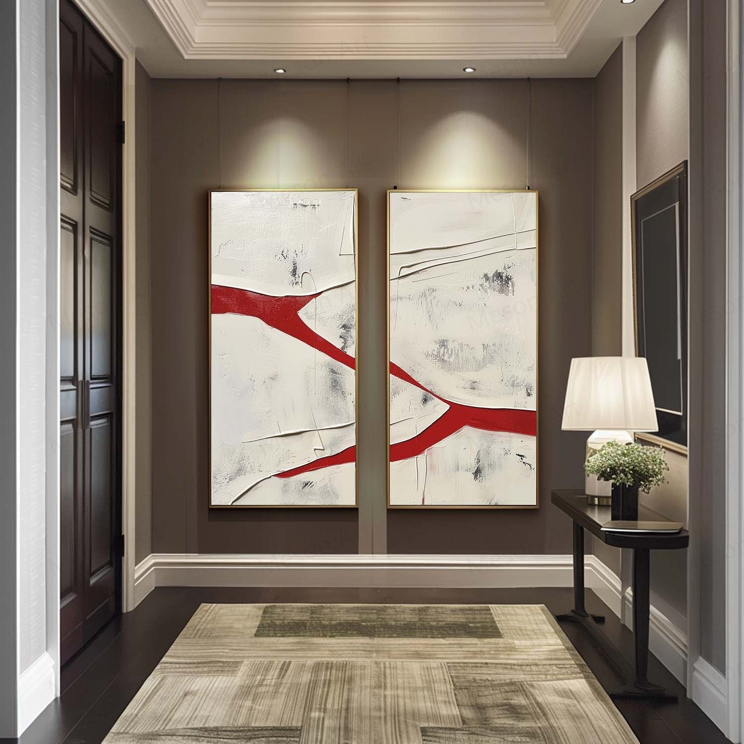 Wall Art Vertical Set Abstract Textured