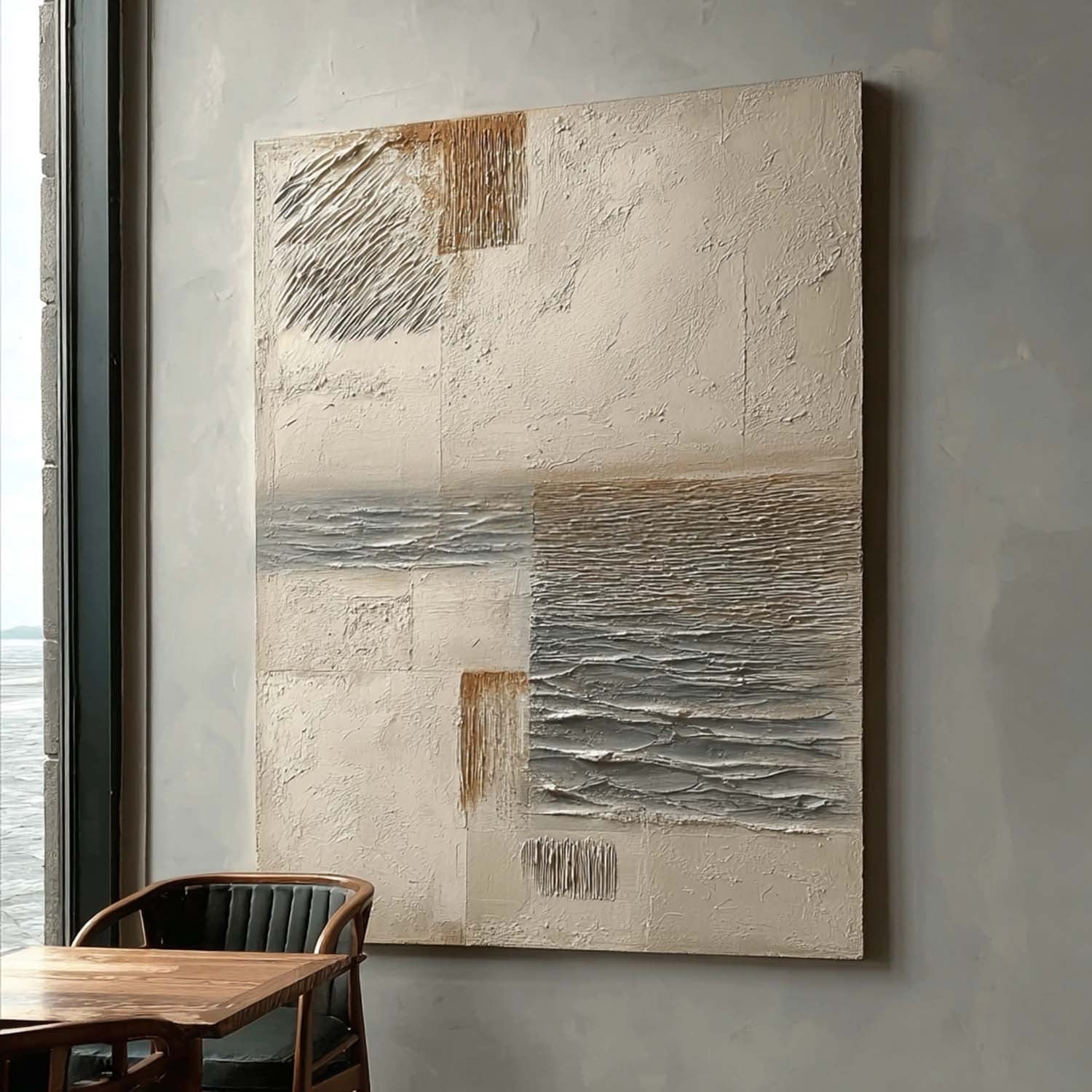 Wall Art Vertical Textured Abstract Landscape Scene Muted