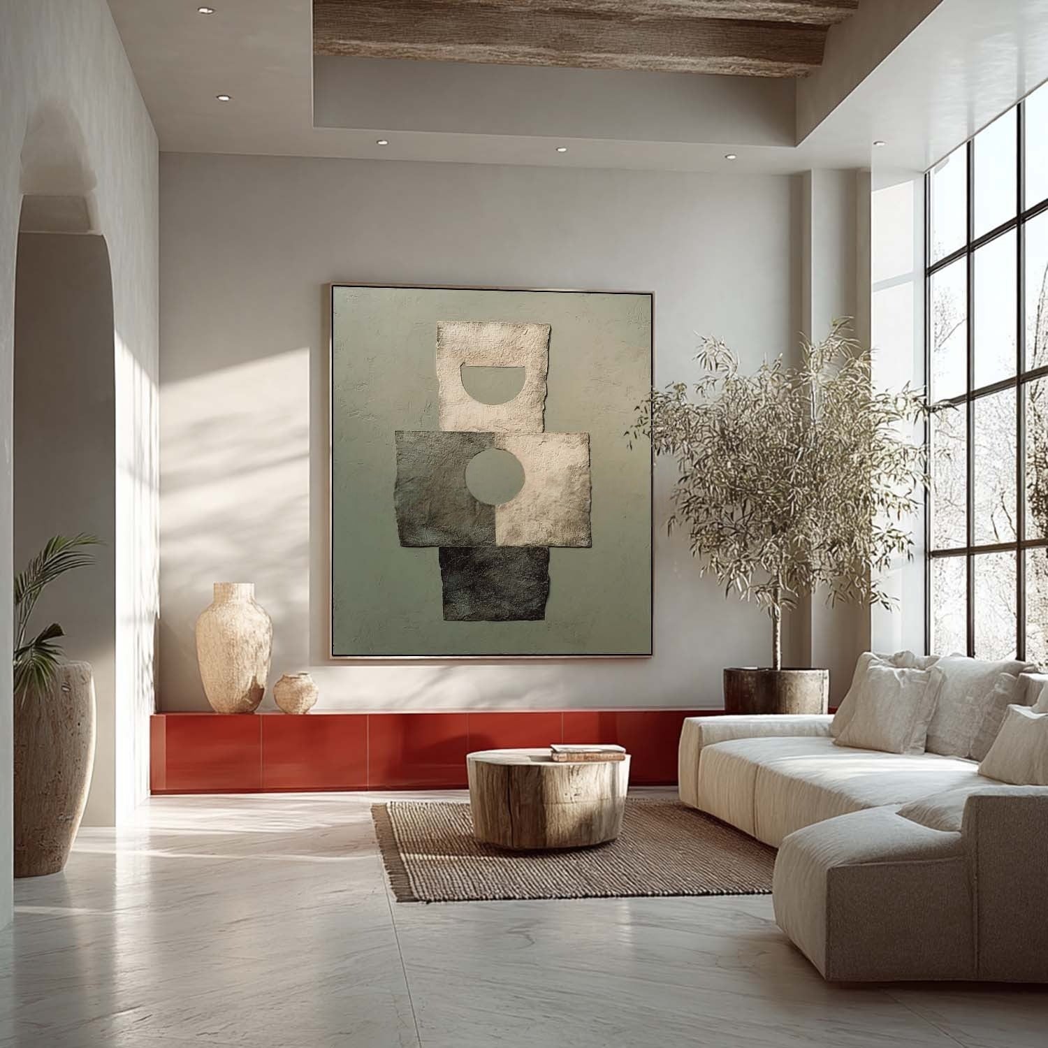 Wabi-Sabi Geometric Abstract Texture Painting
